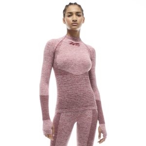 Bluza Damskie Reebok VB Seamless Textured Long Sleeve Top Bordowe PL 86VANWE